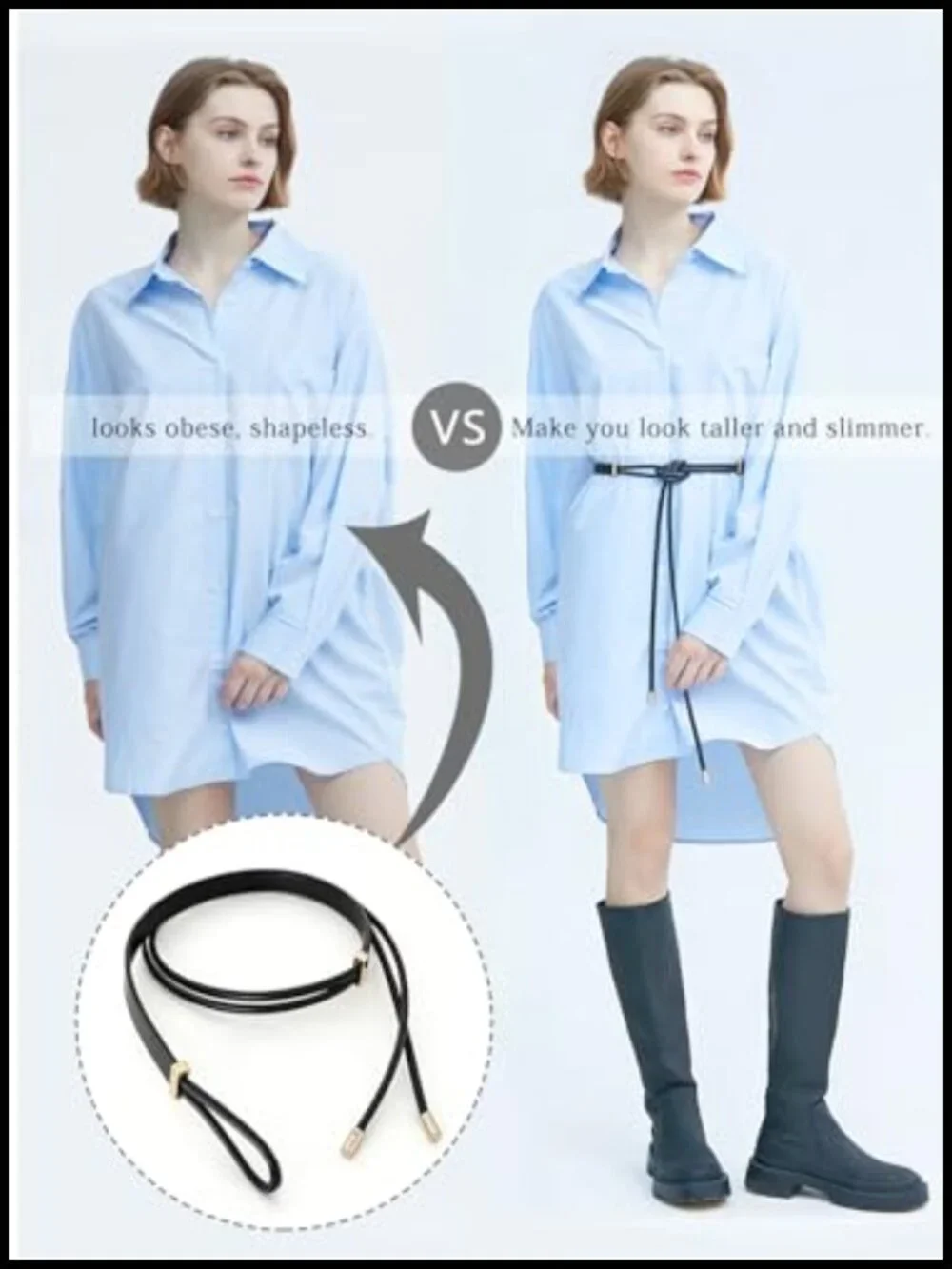 Women Knotted Waist Belt PU Leather Skinny Belts for Dresses Adjustable